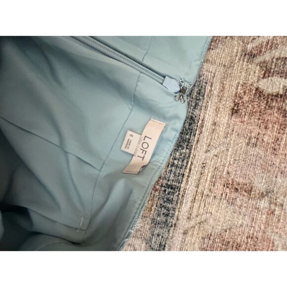 LOFT Linen SEA BLUE W/ SILVER THREADS, Button, Mini Skirt, SIZE 8 - Picture 4 of 9